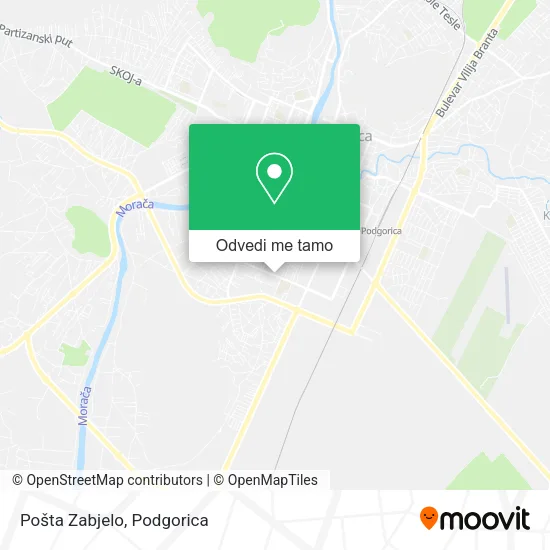 Pošta Zabjelo mapa