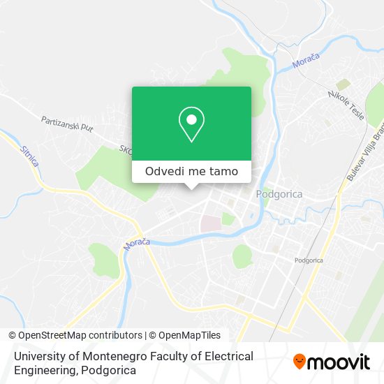 University of Montenegro Faculty of Electrical Engineering mapa