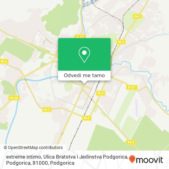 extreme intimo, Ulica Bratstva i Jedinstva Podgorica, Podgorica, 81000 mapa