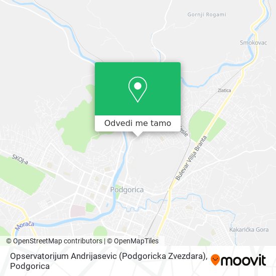 Opservatorijum Andrijasevic (Podgoricka Zvezdara) mapa