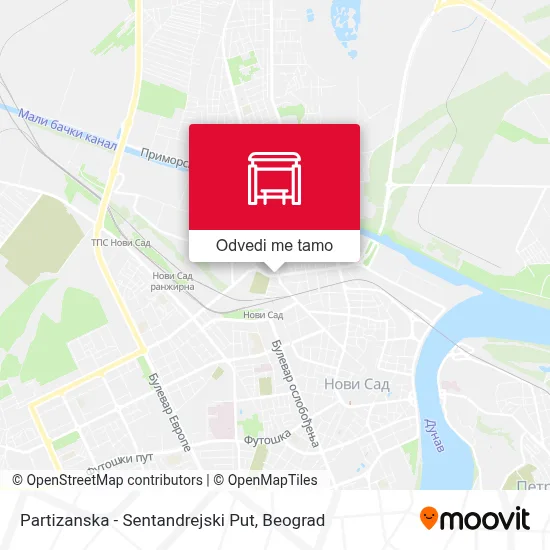 Partizanska - Sentandrejski Put mapa