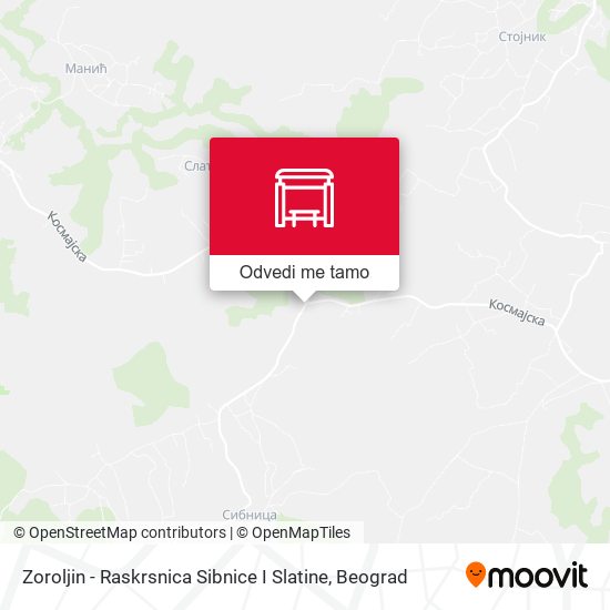 Zoroljin - Raskrsnica Sibnice I Slatine mapa