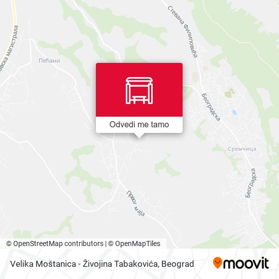 Velika Moštanica - Živojina Tabakovića mapa