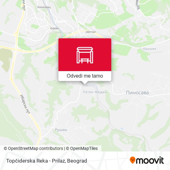 Topčiderska Reka - Prilaz mapa