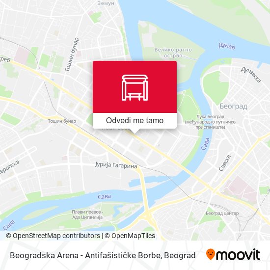 Beogradska Arena - Antifašističke Borbe mapa