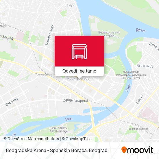 Beogradska Arena - Španskih Boraca mapa
