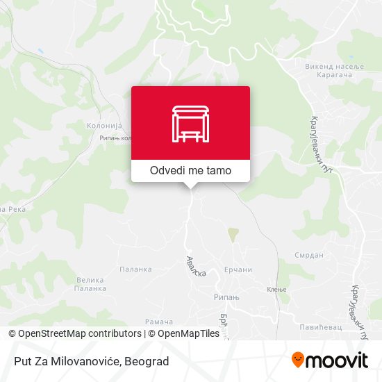 Put Za Milovanoviće mapa