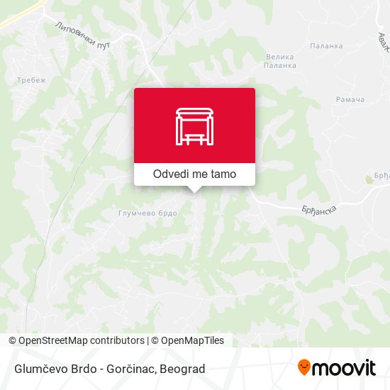 Glumčevo Brdo - Gorčinac mapa