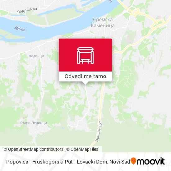 Popovica - Fruškogorski Put - Lovački Dom mapa