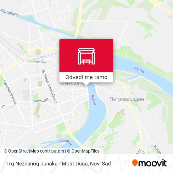 Trg Neznanog Junaka - Most Duga mapa
