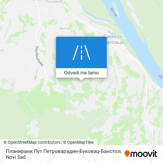 Планирани Пут Петроварадин-Буковац-Банстол mapa