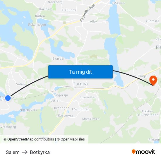 Salem to Botkyrka map