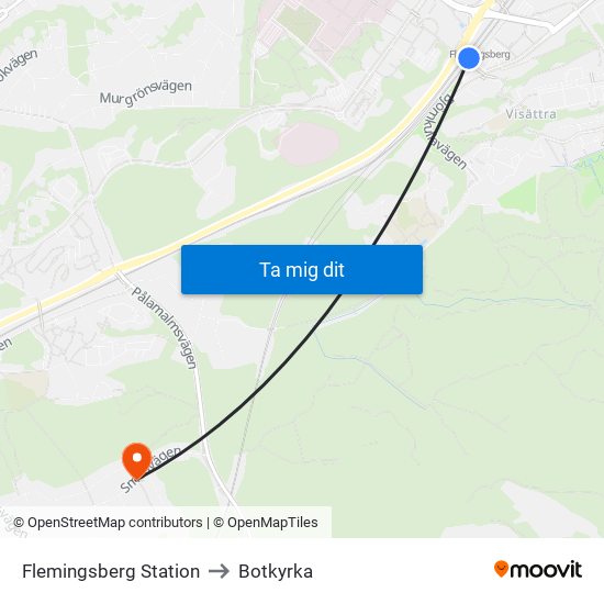 Flemingsberg Station to Botkyrka map