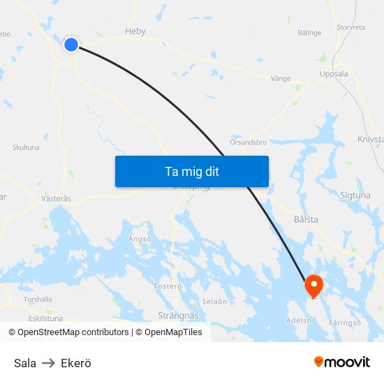 Sala to Ekerö map