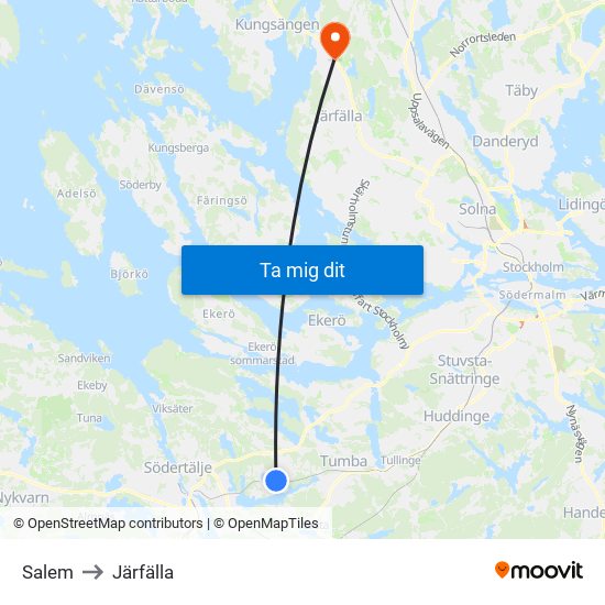 Salem to Järfälla map