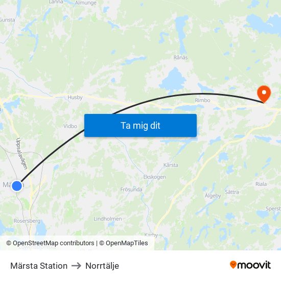 Märsta Station to Norrtälje map
