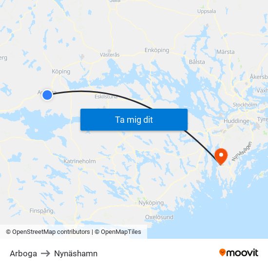 Arboga to Nynäshamn map