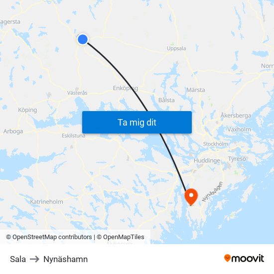 Sala to Nynäshamn map