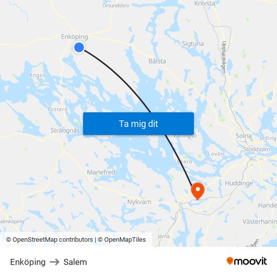 Enköping to Salem map