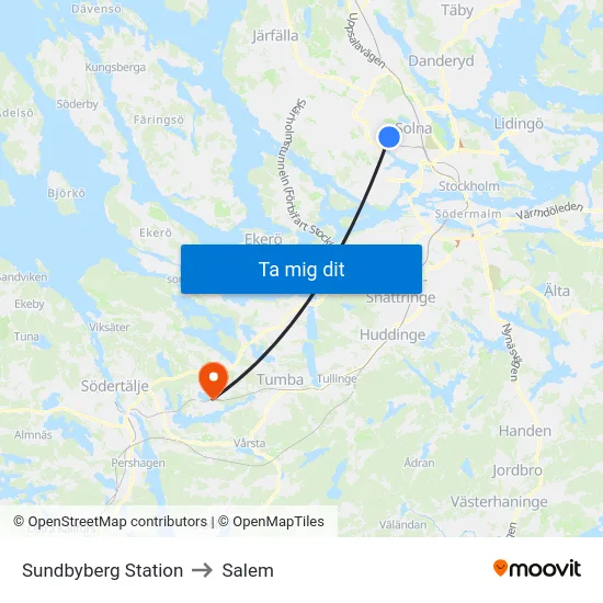 Sundbyberg Station to Salem map