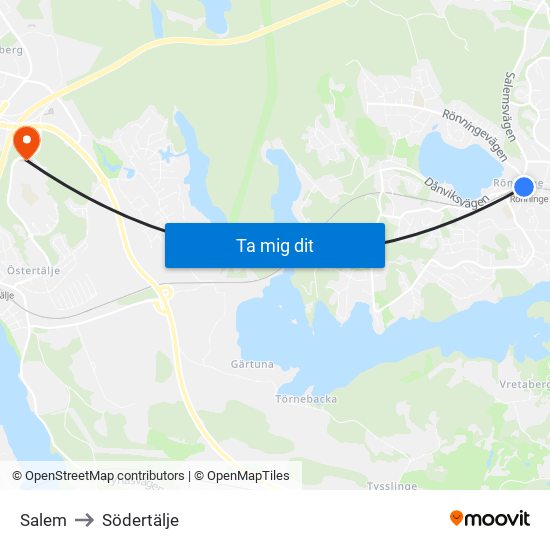 Salem to Södertälje map