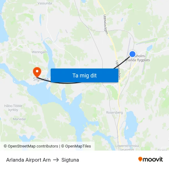 Arlanda Airport Arn to Sigtuna map