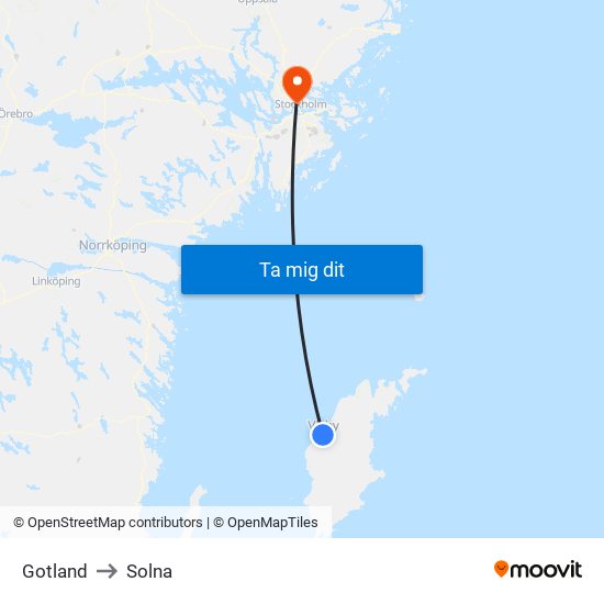 Gotland to Solna map