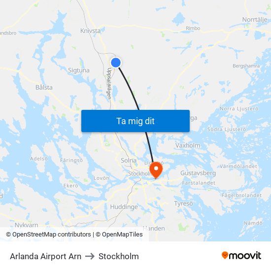 Arlanda Airport Arn to Stockholm map