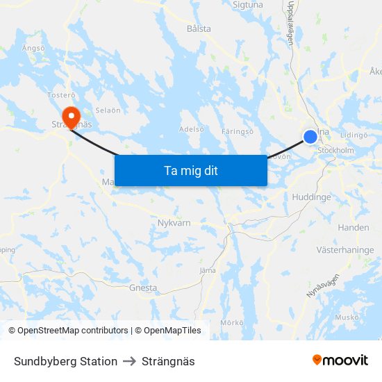 Sundbyberg Station to Strängnäs map