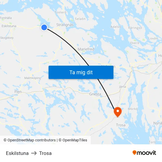 Eskilstuna to Trosa map