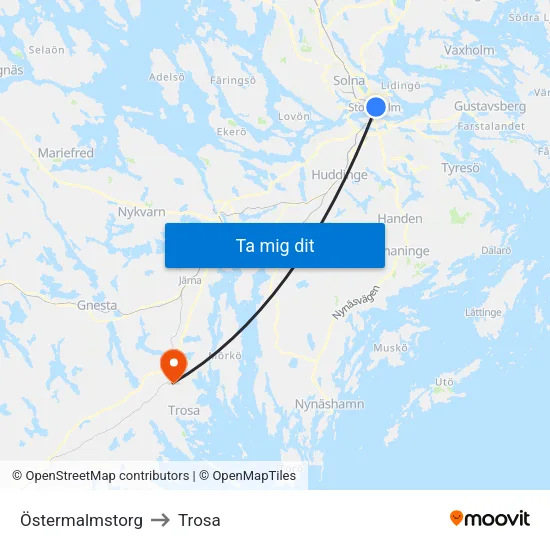 Östermalmstorg to Trosa map