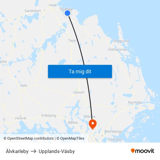 Älvkarleby to Upplands-Väsby map