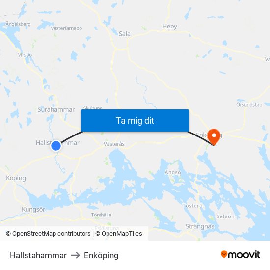 Hallstahammar to Enköping map