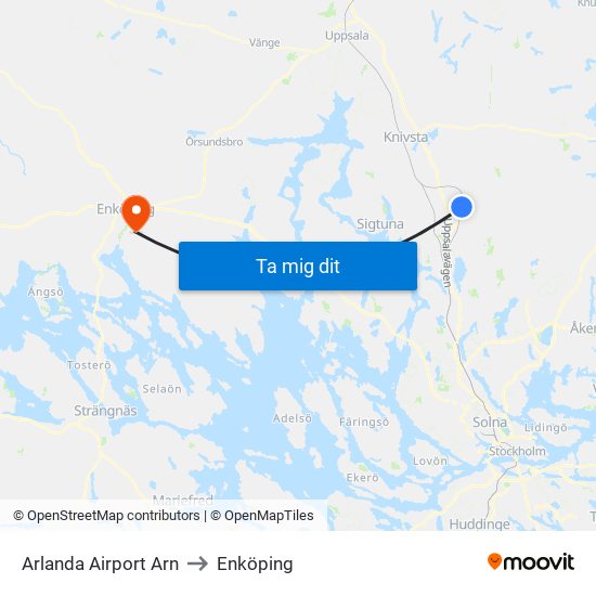 Arlanda Airport Arn to Enköping map