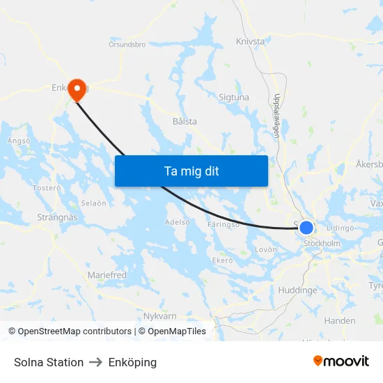 Solna Station to Enköping map