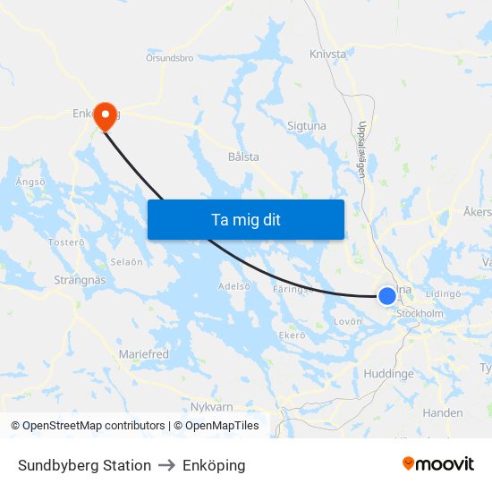 Sundbyberg Station to Enköping map