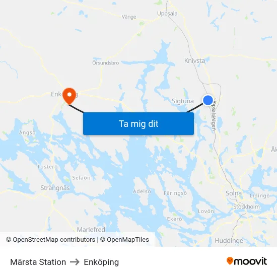 Märsta Station to Enköping map