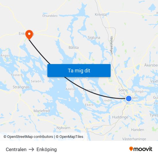 Centralen to Enköping map