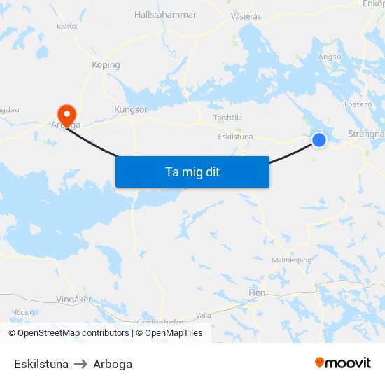Eskilstuna to Arboga map