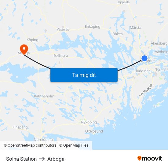 Solna Station to Arboga map