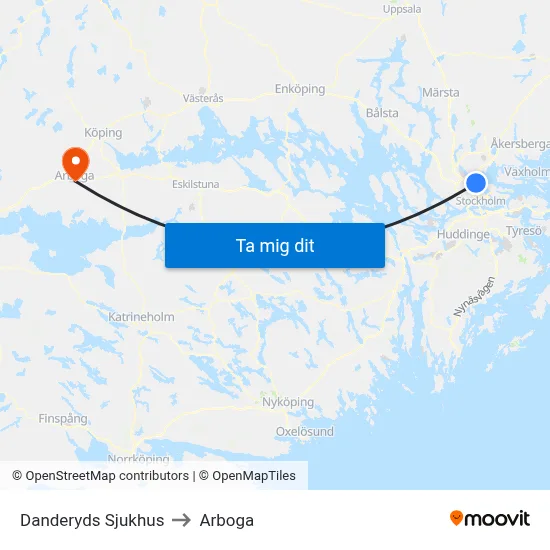 Danderyds Sjukhus to Arboga map