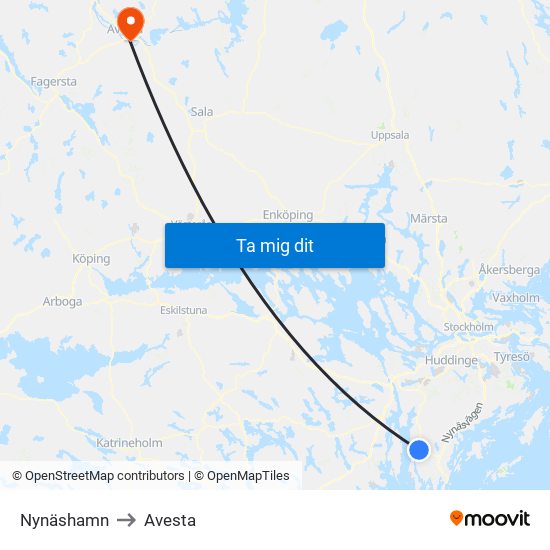 Nynäshamn to Avesta map