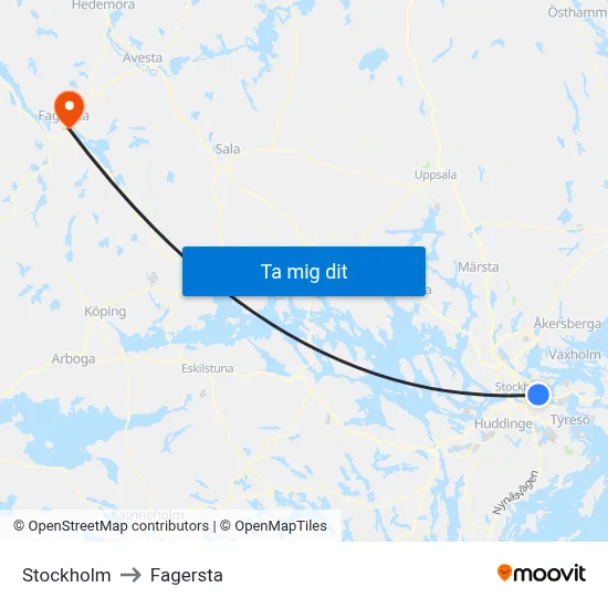 Stockholm to Fagersta map