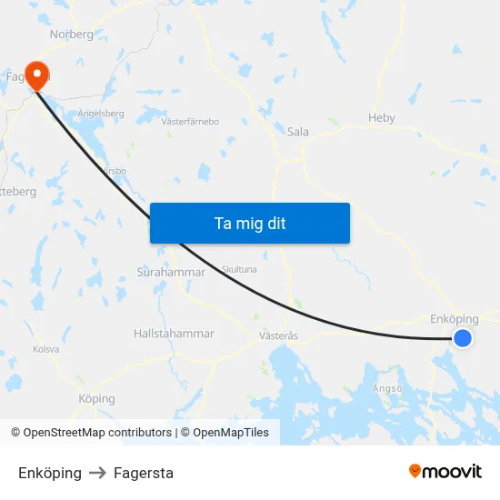 Enköping to Fagersta map