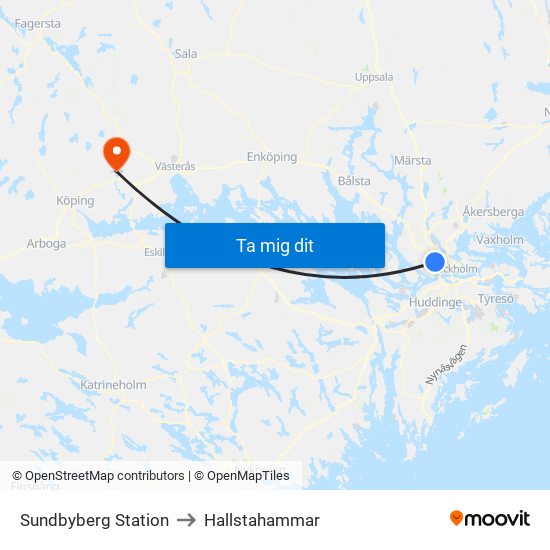 Sundbyberg Station to Hallstahammar map