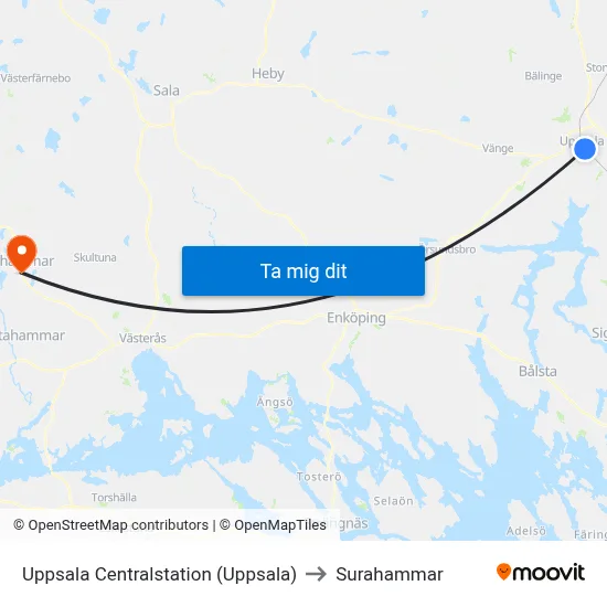 Uppsala Centralstation (Uppsala) to Surahammar map