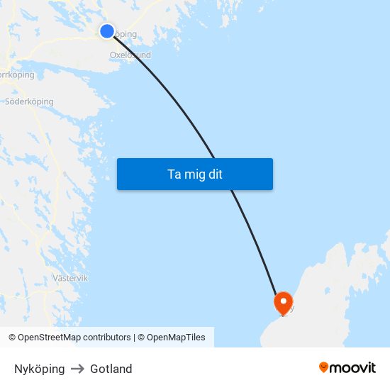 Nyköping to Gotland map