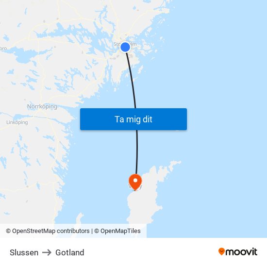 Slussen to Gotland map