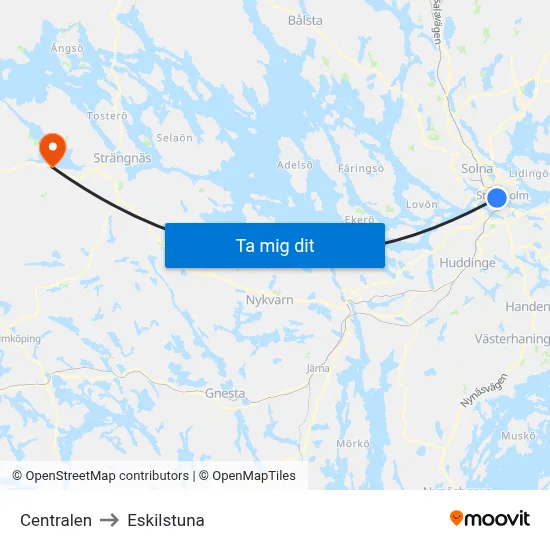 Centralen to Eskilstuna map