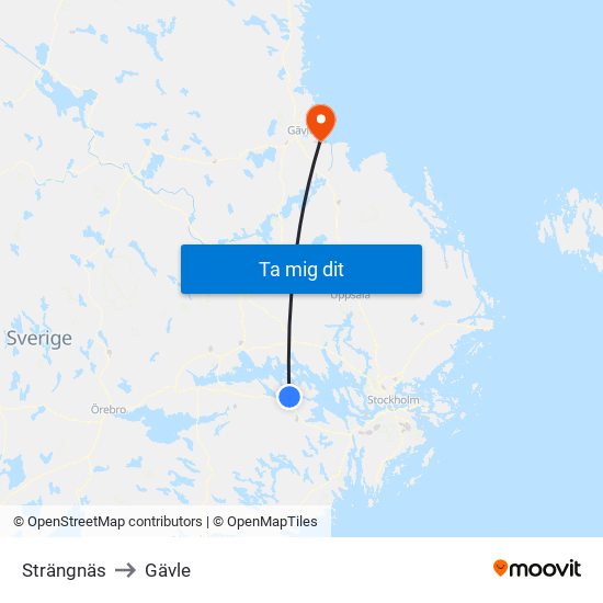 Strängnäs to Gävle map